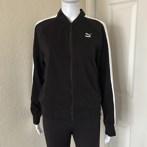 Puma Black and White Classic long sleeve front zip T7 Track sweatshirt - Small - Picture 1 of 7